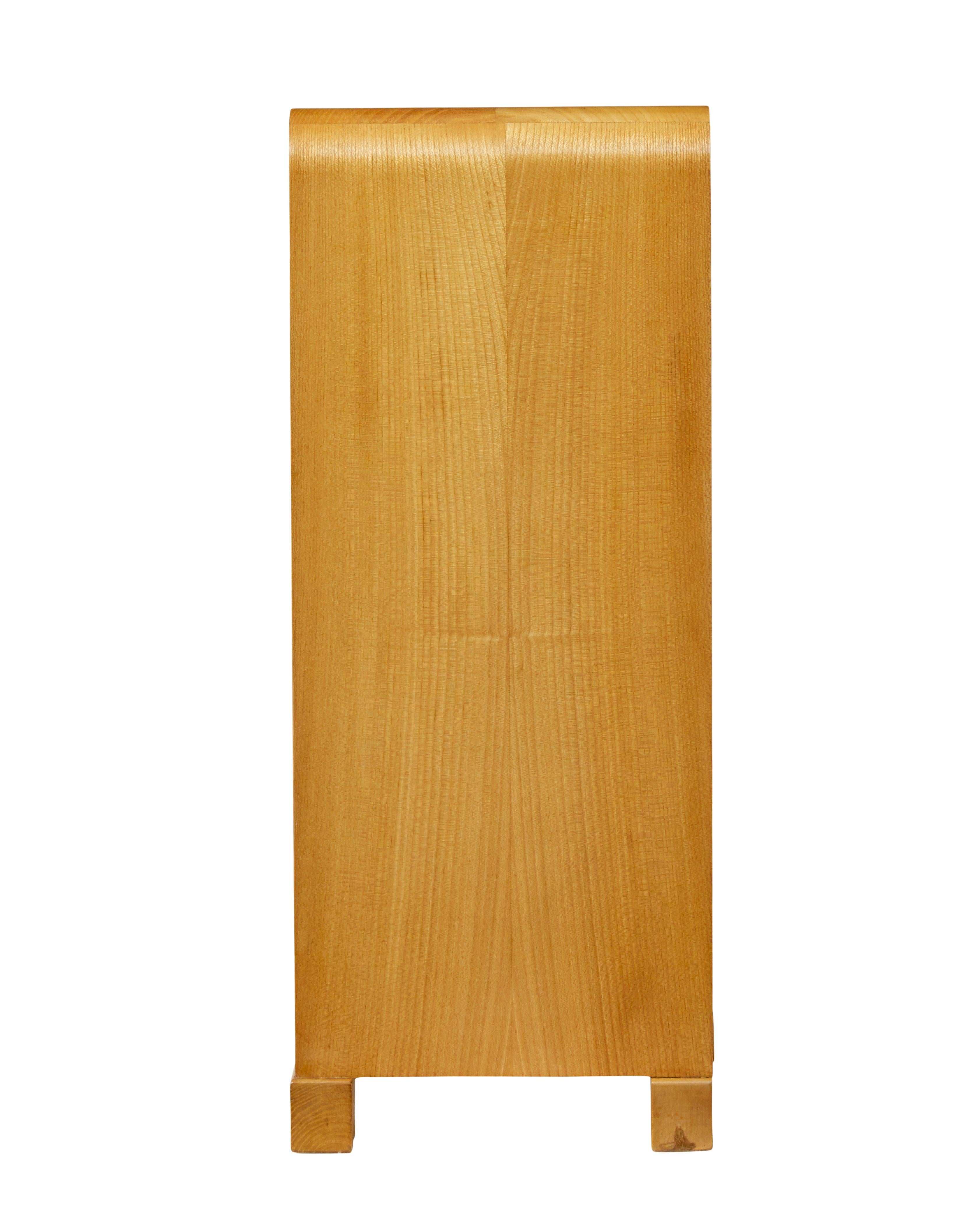 Mid century Scandinavian low open bookcase in elm 1