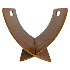 Mid Century Scandinavian Magazine Rack in Teak Veneered Plywood, 1970's