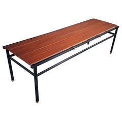 Console-banquette scandinave du milieu du siècle en métal, laiton et teck, Danemark, années 1960