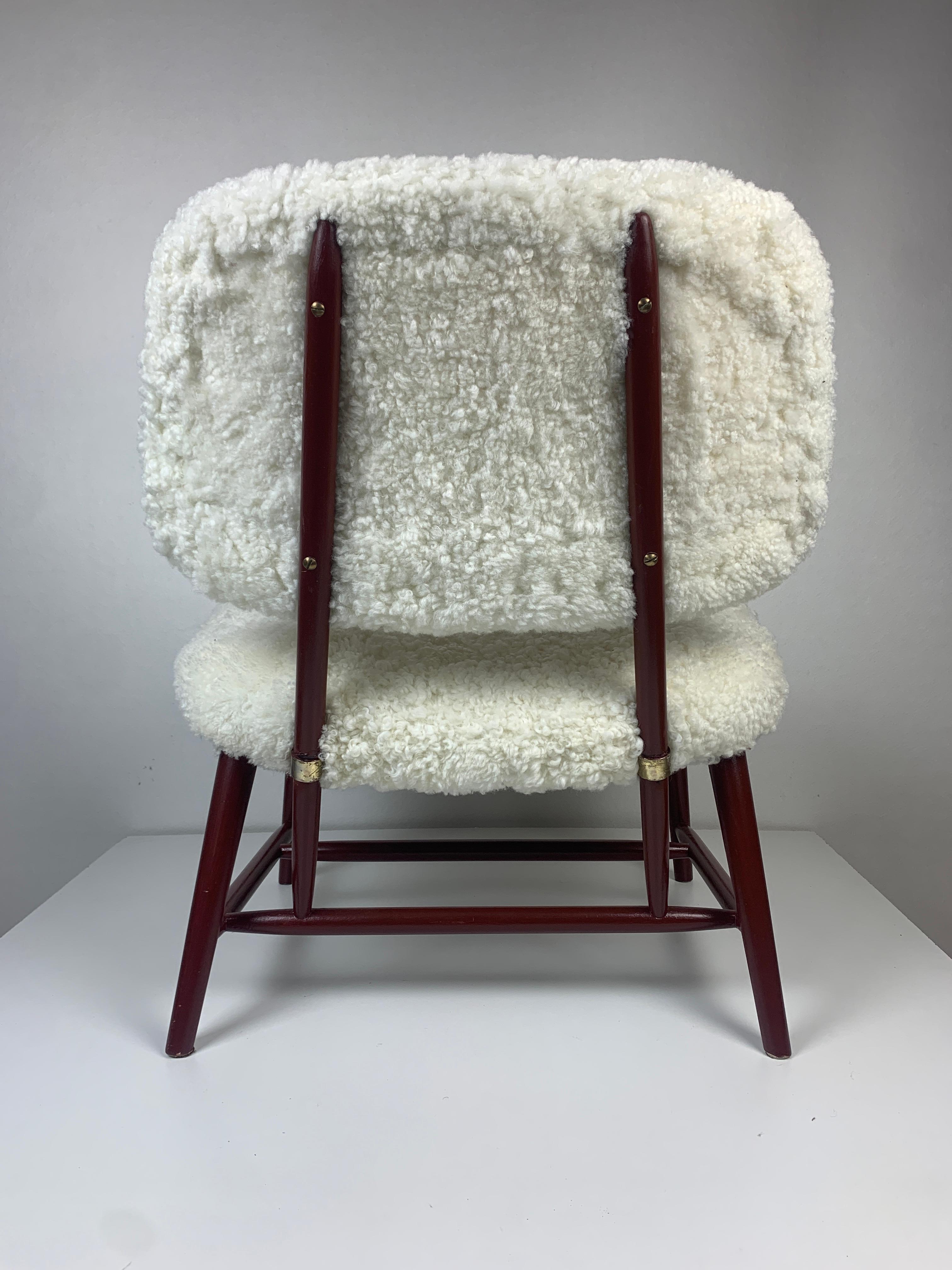 Bouclé Sedia da salotto o poltrona scandinava di metà secolo modello Teve di Alf Svensson in vendita