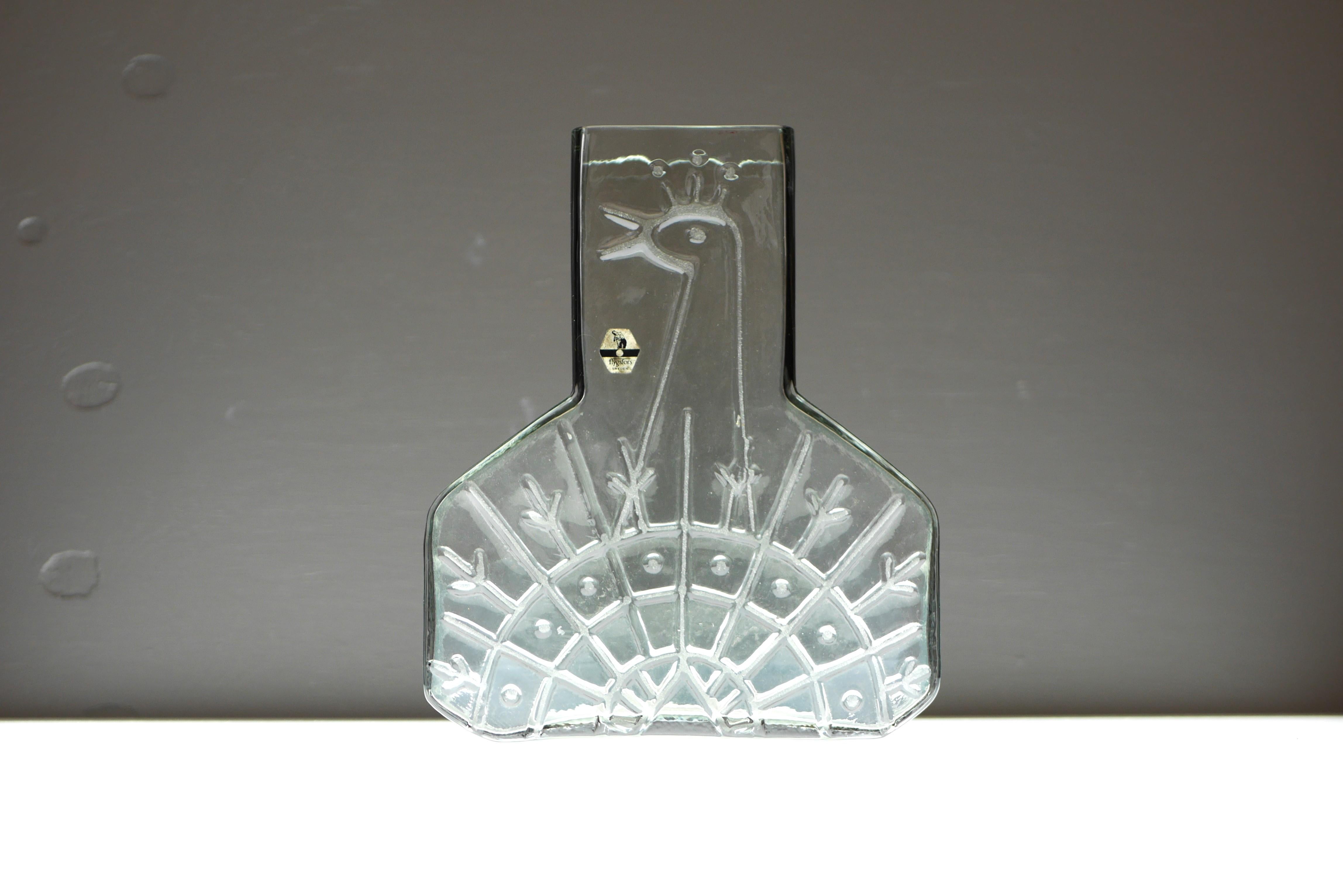 Vase en verre d'art moderne scandinave du milieu du siècle dernier de Wiktor Berndt pour Flygsfors en vente 5