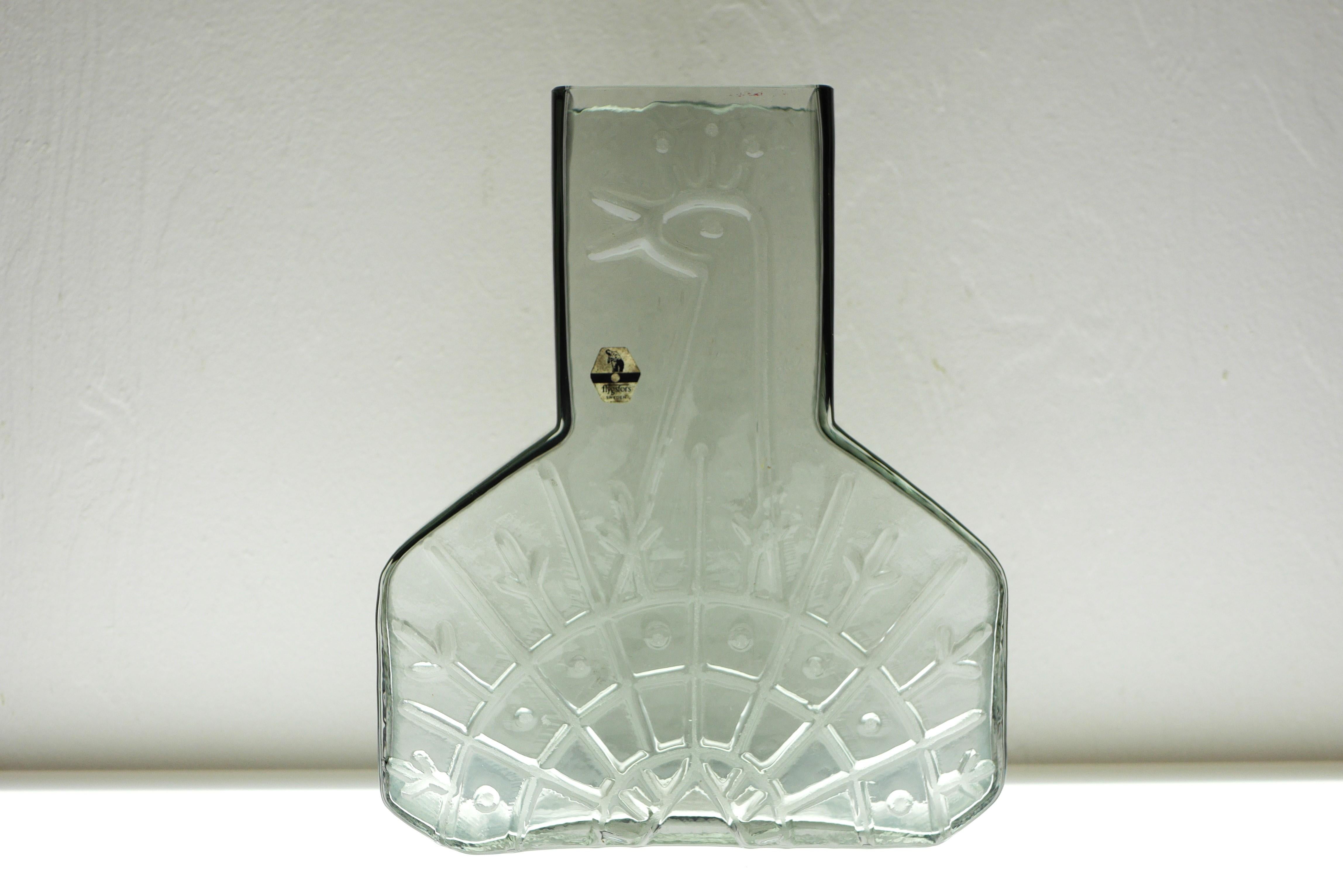 Vase en verre d'art moderne scandinave du milieu du siècle dernier de Wiktor Berndt pour Flygsfors en vente 2
