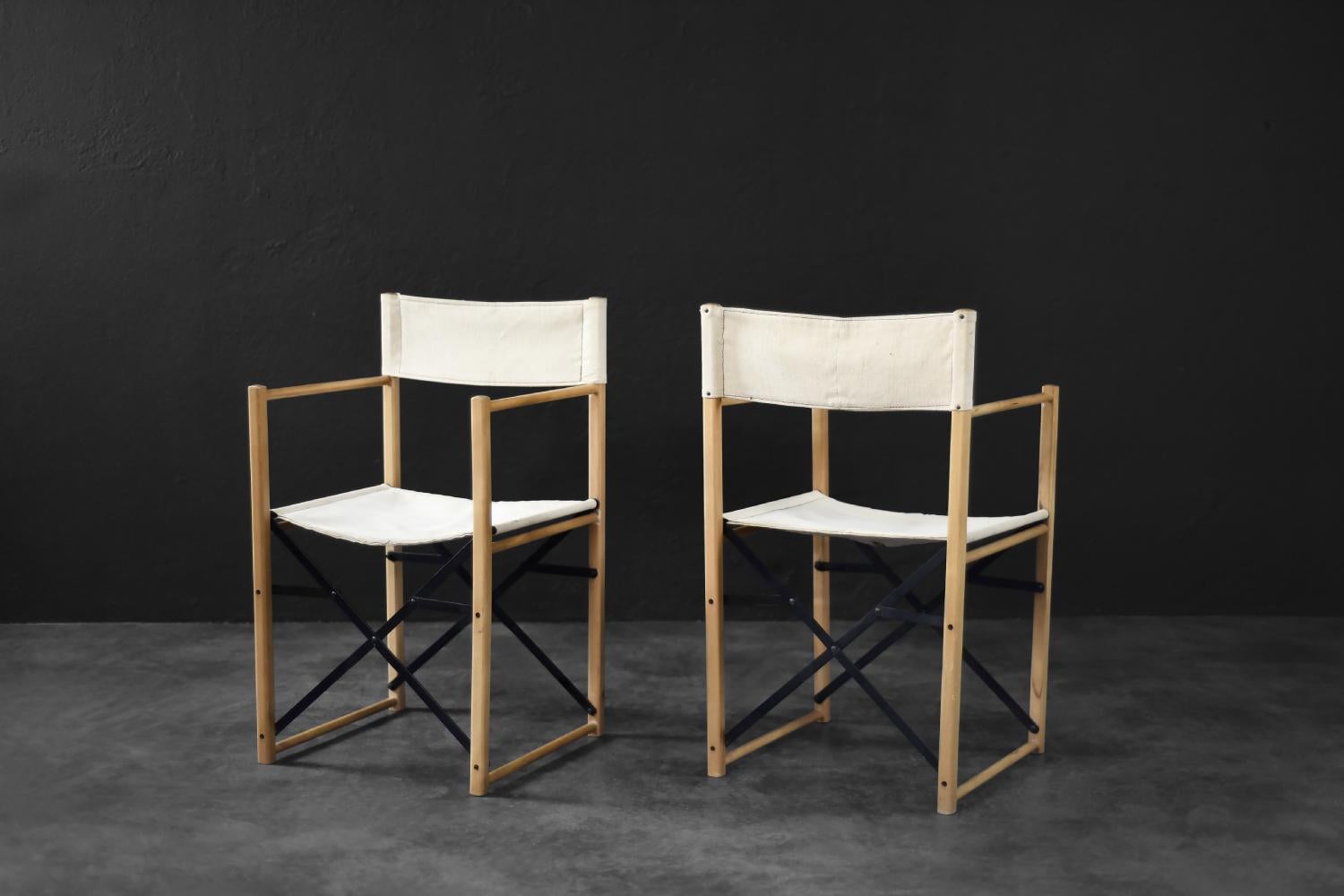 Sillas de director Safari de haya y lona, modernas escandinavas de mediados de siglo, años 60 en venta 4