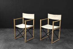 Mid-Century Scandinavian Modern Beech & Canvas Safari Directors Chairs, 1960s