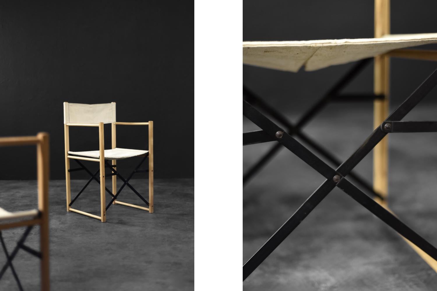 Sillas de director Safari de haya y lona, modernas escandinavas de mediados de siglo, años 60 Moderno de mediados de siglo en venta