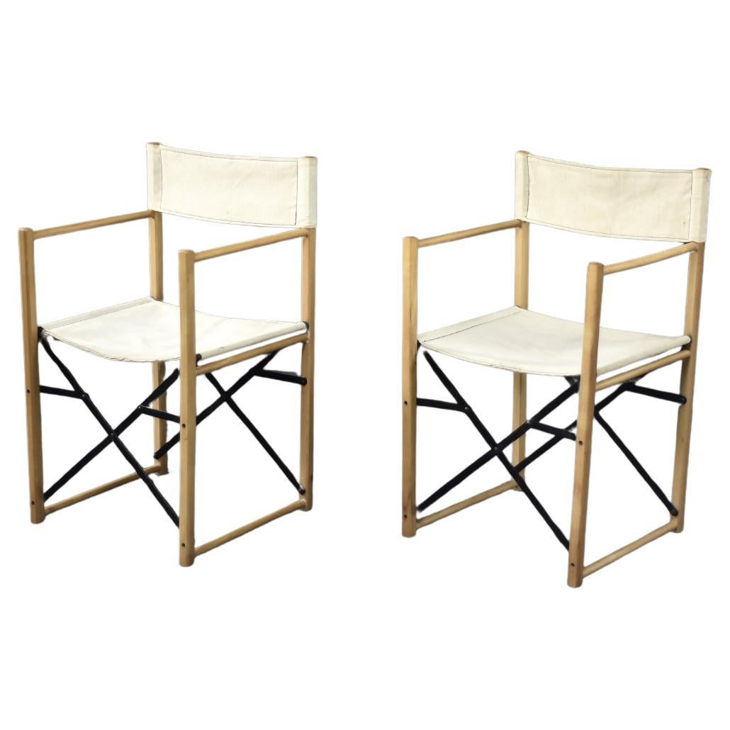 Sillas de director Safari de haya y lona, modernas escandinavas de mediados de siglo, años 60 en venta