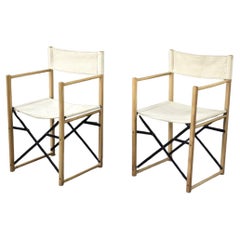 Mid-Century Scandinavian Modern Beech & Canvas Safari Directors Chairs, 1960s