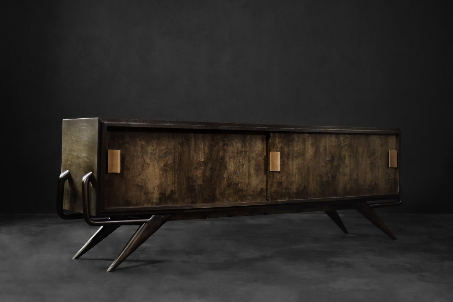 Mid-Century Scandinavian Modern Birch Sideboard with a Futuristic Base, 1960s For Sale 9