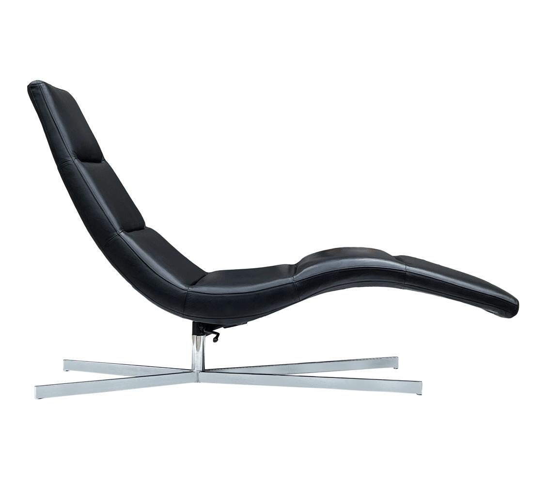 black leather chaise lounge