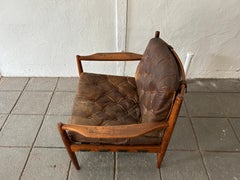 Midcentury Scandinavian Modern Brown Leather Lounge Chair by Ingemar Thillmark