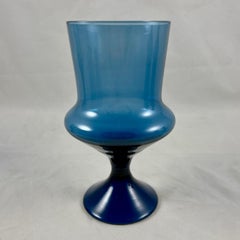 Mid-Century Scandinavian Modern Denby-Milnor Blue Flare Glass Goblets, S/6