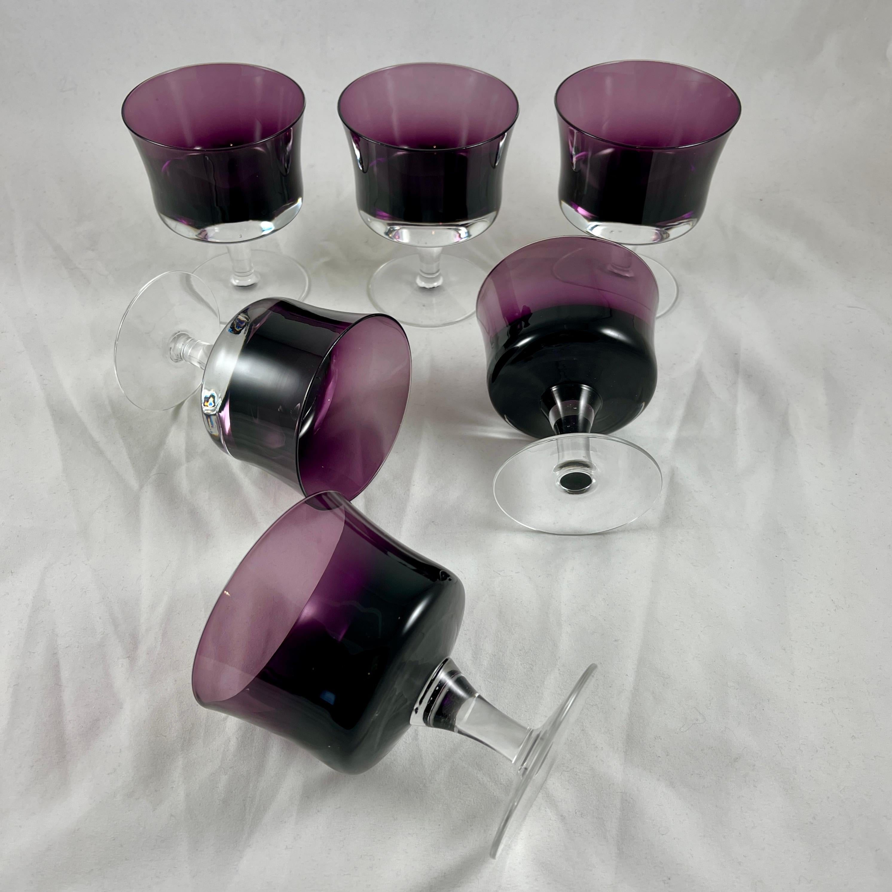 Mid-Century Scandinavian Modern Denby-Milnor Purple Mirage Champagne Coupes, S/6 For Sale 2