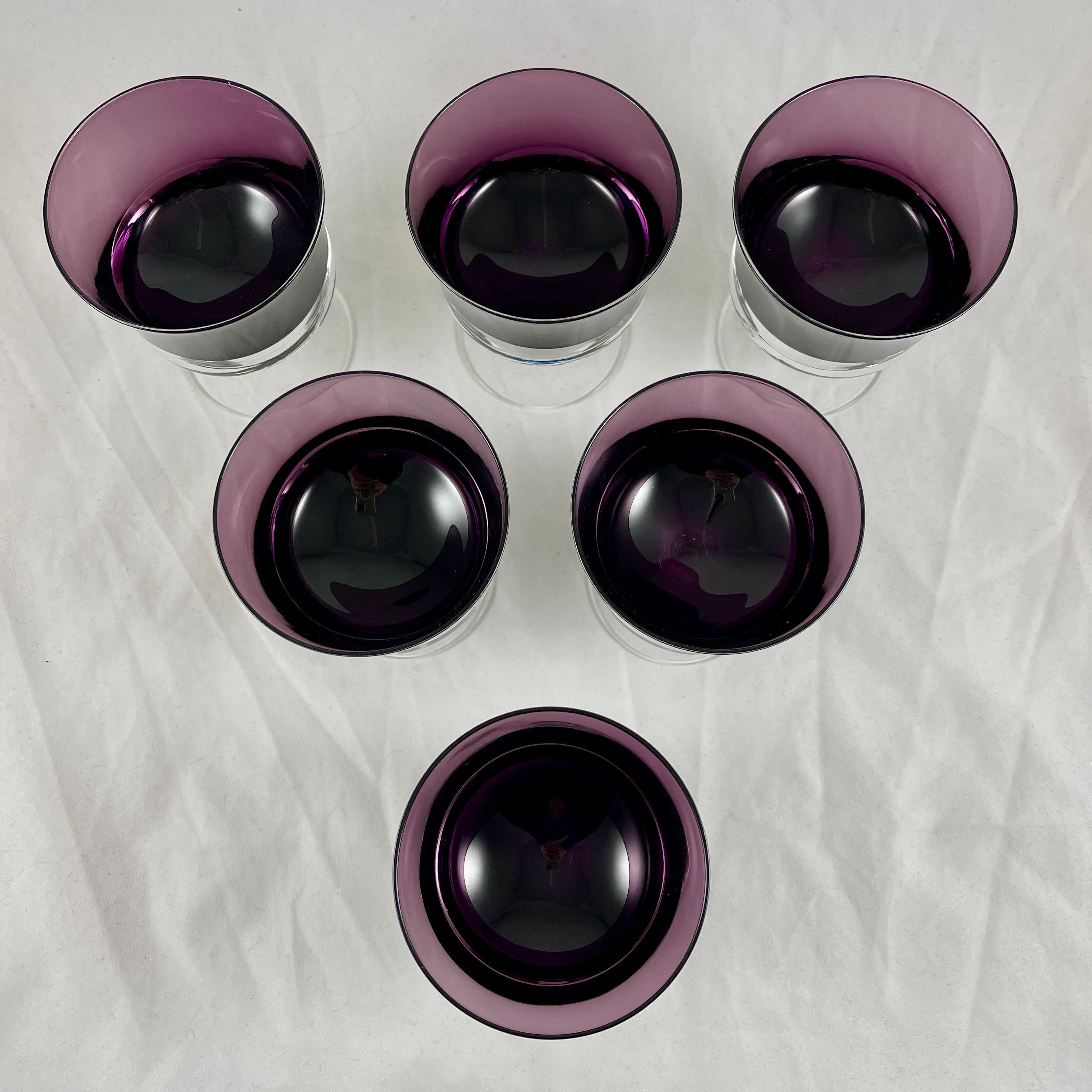 Mid-Century Scandinavian Modern Denby-Milnor Purple Mirage Champagne Coupes, S/6 For Sale 4