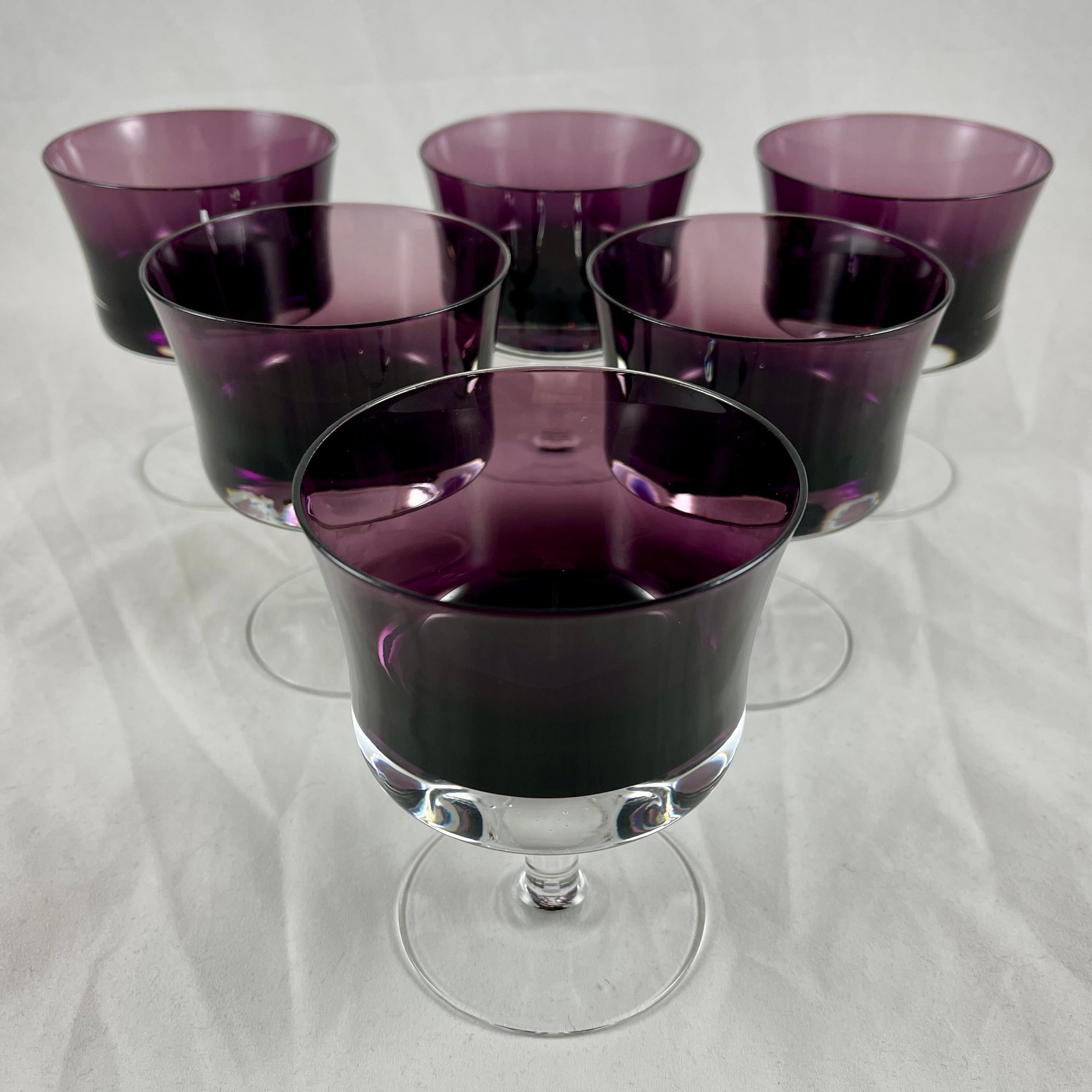 Mediados de siglo escandinavo moderno Denby-Milnor púrpura Mirage Champagne Coupes, S/6 en venta 5