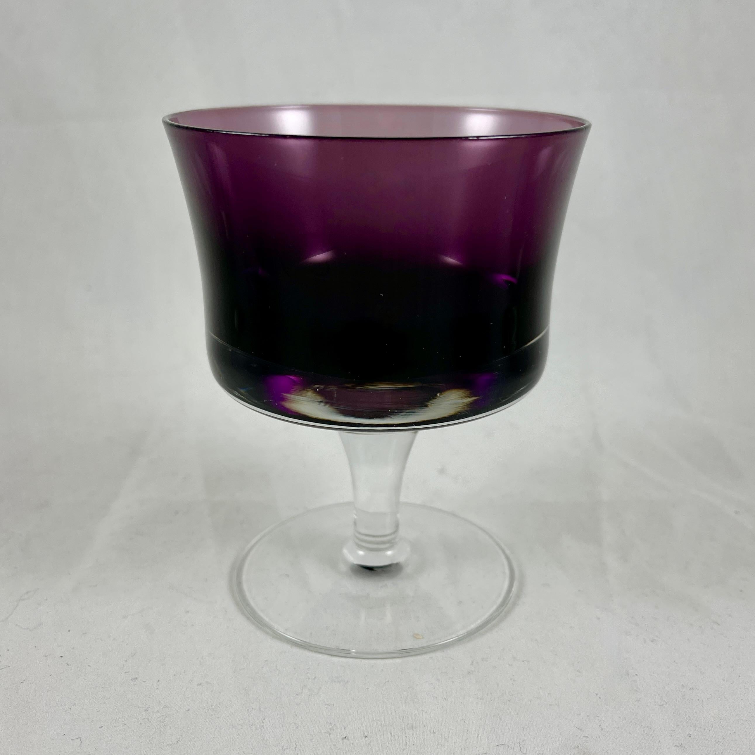 Hand-Crafted Mid-Century Scandinavian Modern Denby-Milnor Purple Mirage Champagne Coupes, S/6 For Sale