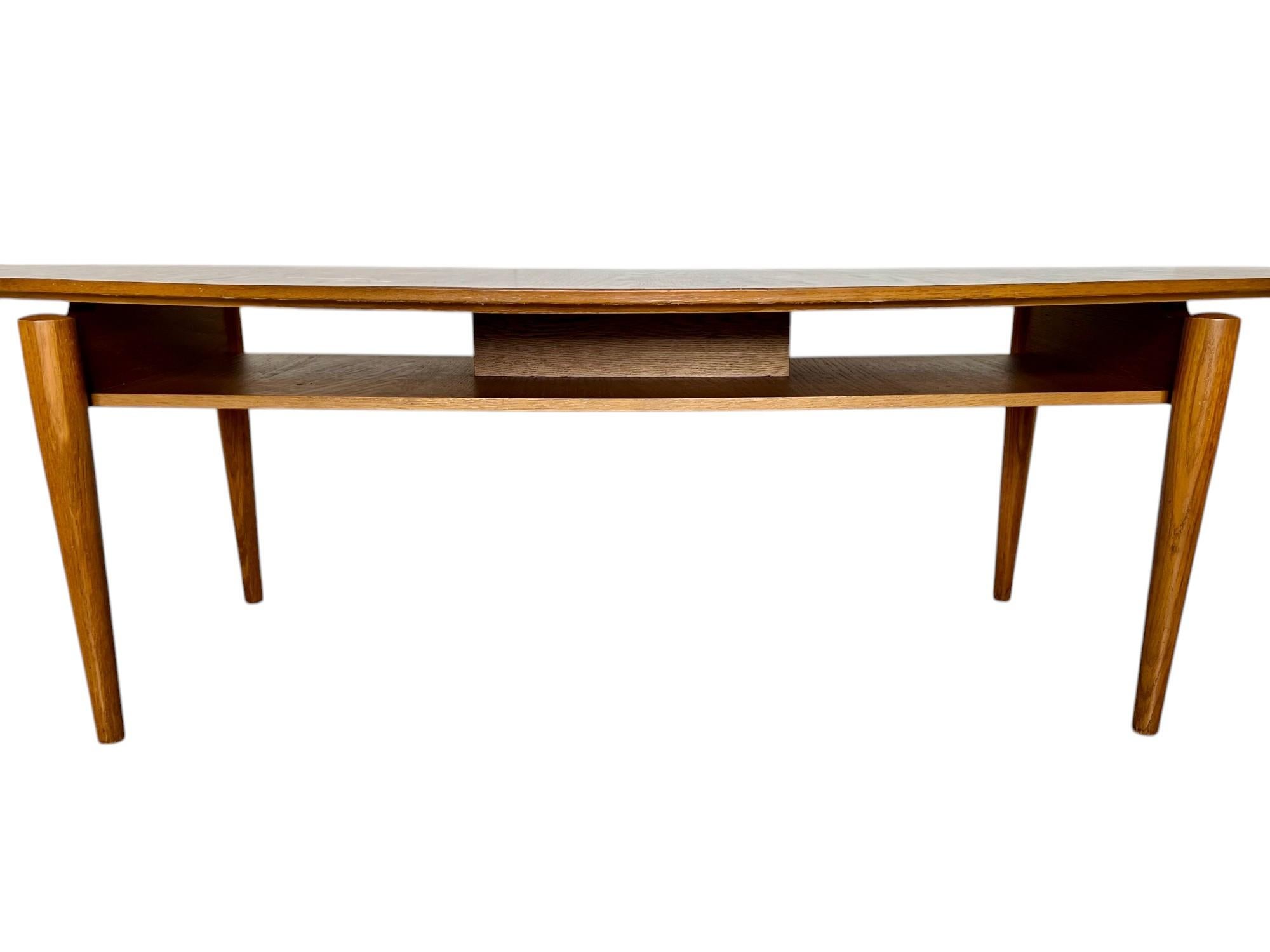 Wood Mid-Century Modern Floating Surfboard Coffee Table, 1990s For Sale