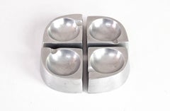 Mid Century Scandinavian Modern Handcrafted Aluminum Four Piece Ashtray, 1960