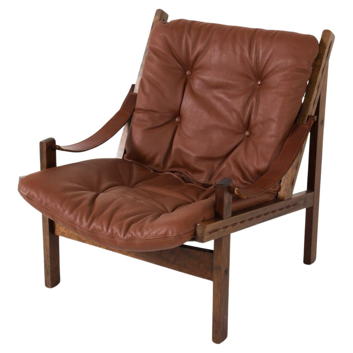 Mid century Scandinavian Modern Hunter Leather lounge chair Torbjørn Afdal en vente
