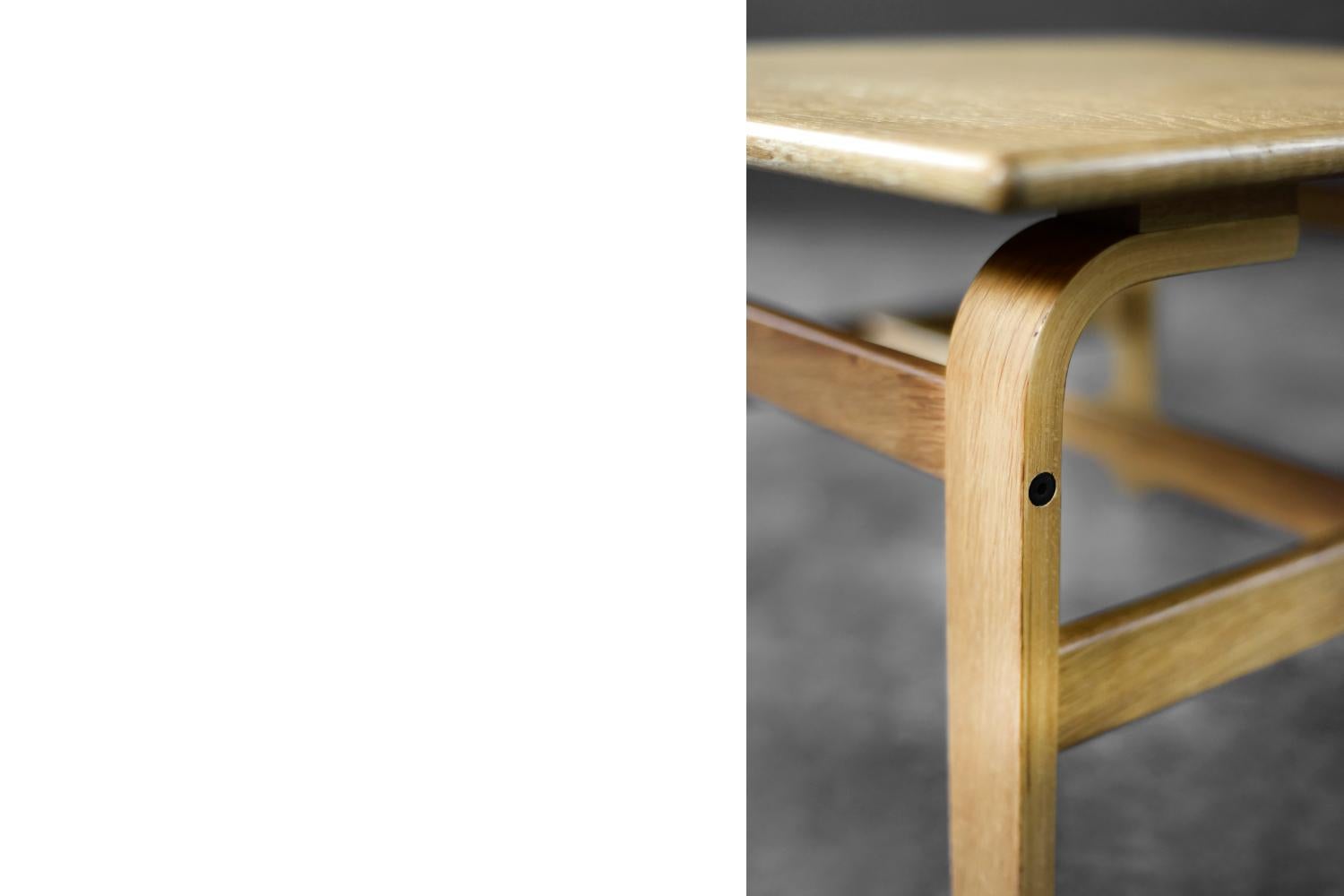 Mid-Century Scandinavian Modern Low Brown Oak Coffee Table by Karl-Erik Ekselius For Sale 6