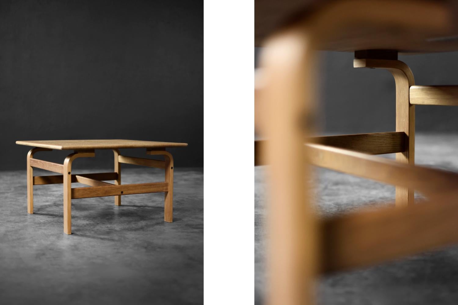 Mid-Century Scandinavian Modern Low Brown Oak Coffee Table by Karl-Erik Ekselius For Sale 7