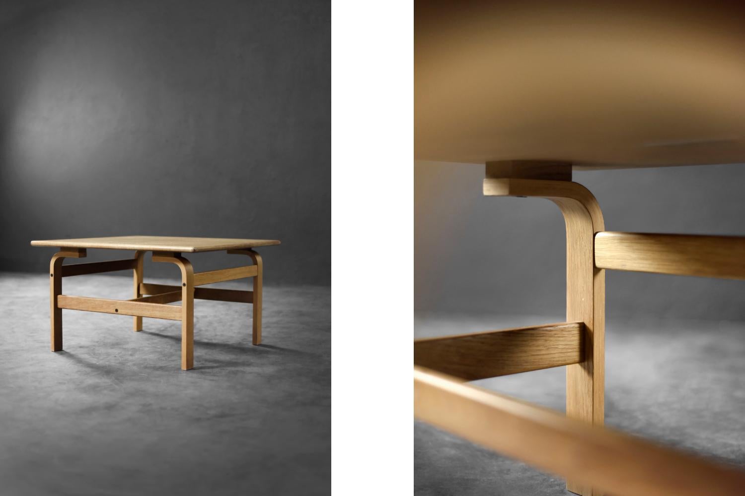 The very rare coffee table with a strong, modernist form. It was designed by Karl Erik Ekselius for J.O. Carlsson in Sweden during the 1960s. The geometric table is made of light oak, considered a royal wood. It is a very strong and durable material