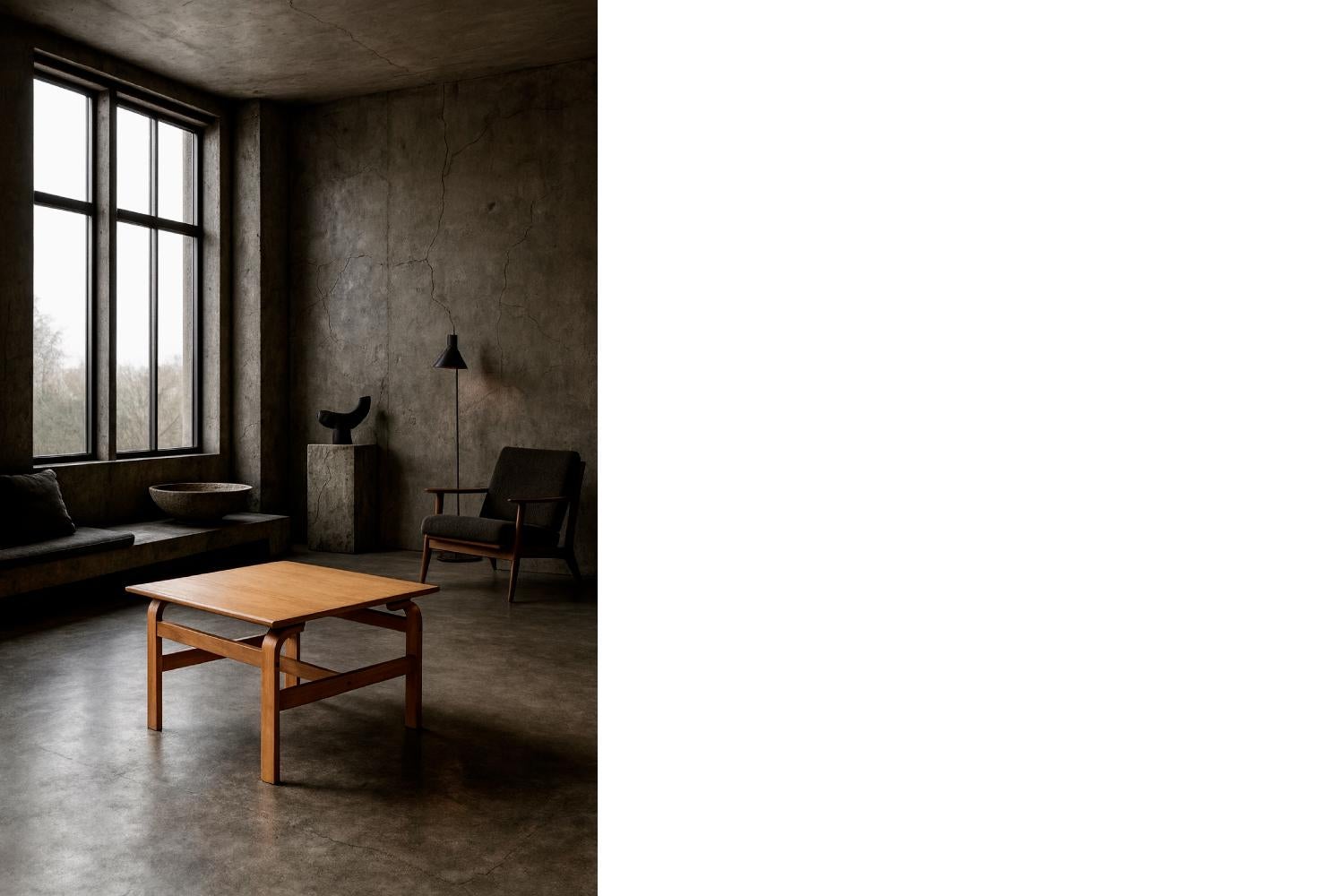 Mid-Century Modern Mid-Century Scandinavian Modern Low Brown Oak Coffee Table by Karl-Erik Ekselius For Sale