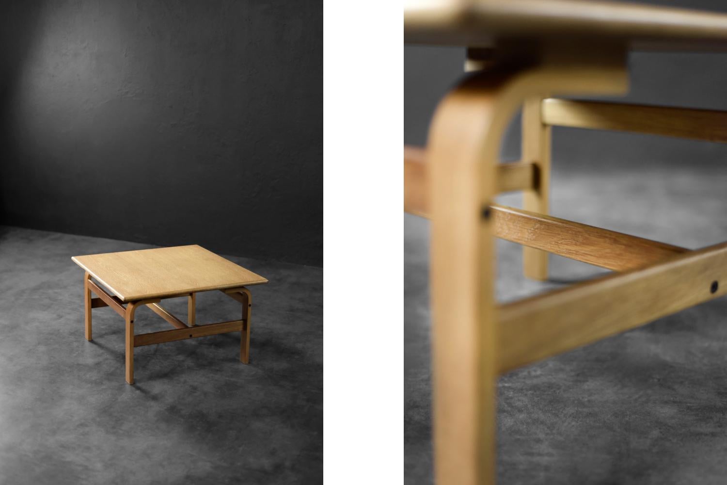 Mid-Century Scandinavian Modern Low Brown Oak Coffee Table by Karl-Erik Ekselius For Sale 1