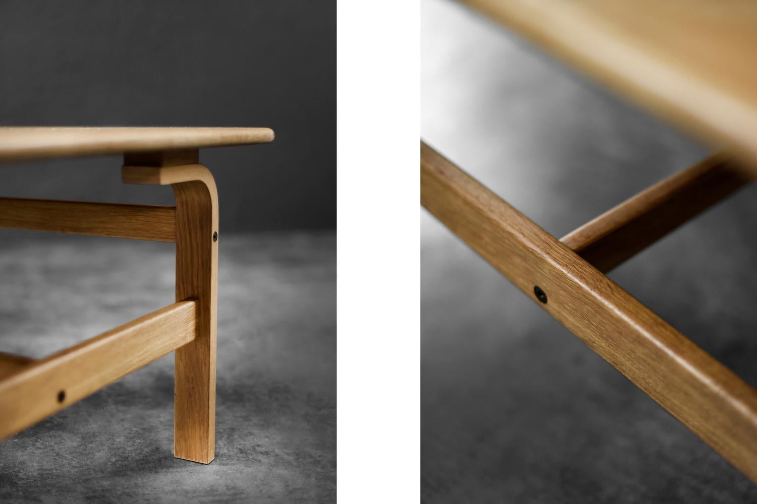 Mid-Century Scandinavian Modern Low Brown Oak Coffee Table by Karl-Erik Ekselius For Sale 3