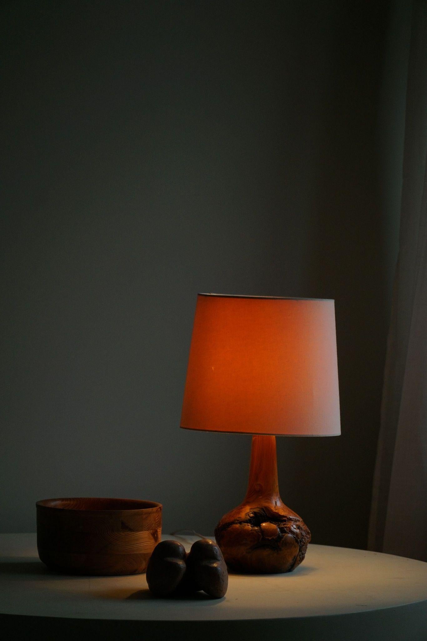 Mid Century Scandinavian Modern Organic Table Lamp in Solid Birch Root, 1960s For Sale 7