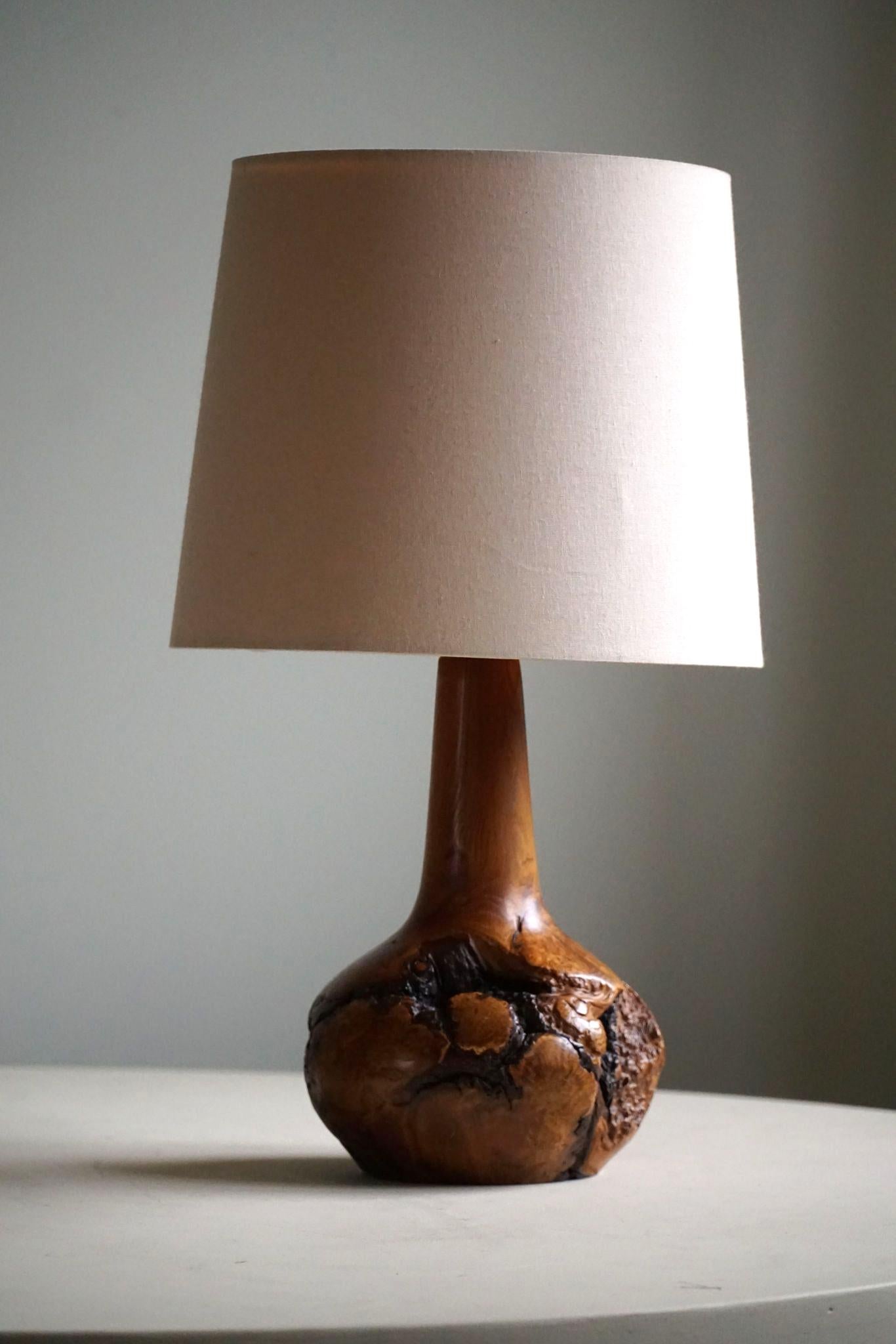 Mid Century Scandinavian Modern Organic Table Lamp in Solid Birch Root, 1960s In Good Condition For Sale In Odense, DK
