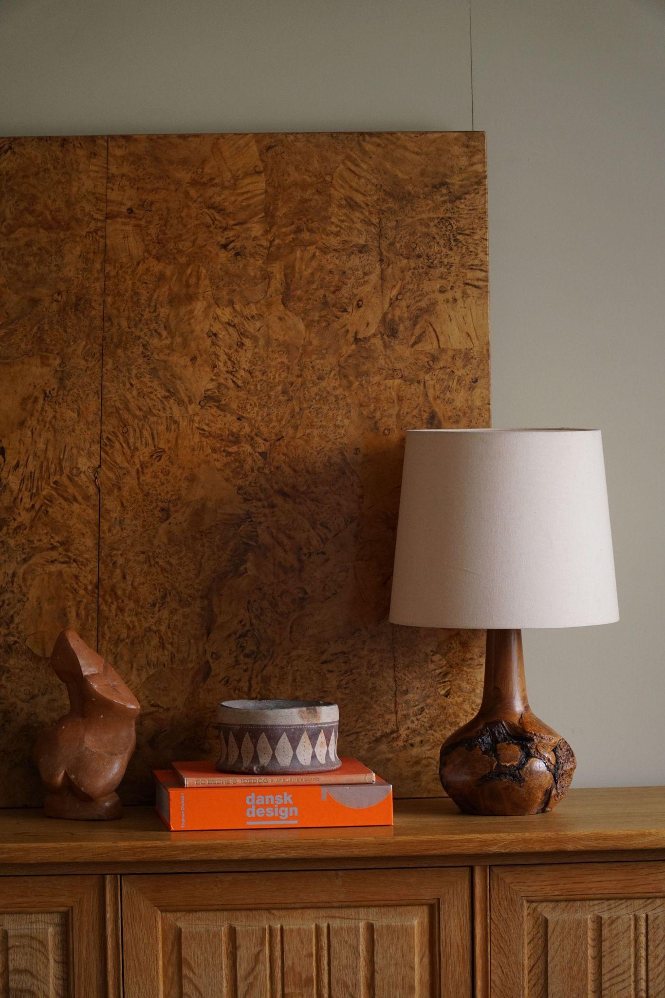 Mid Century Scandinavian Modern Organic Table Lamp in Solid Birch Root, 1960s For Sale 2