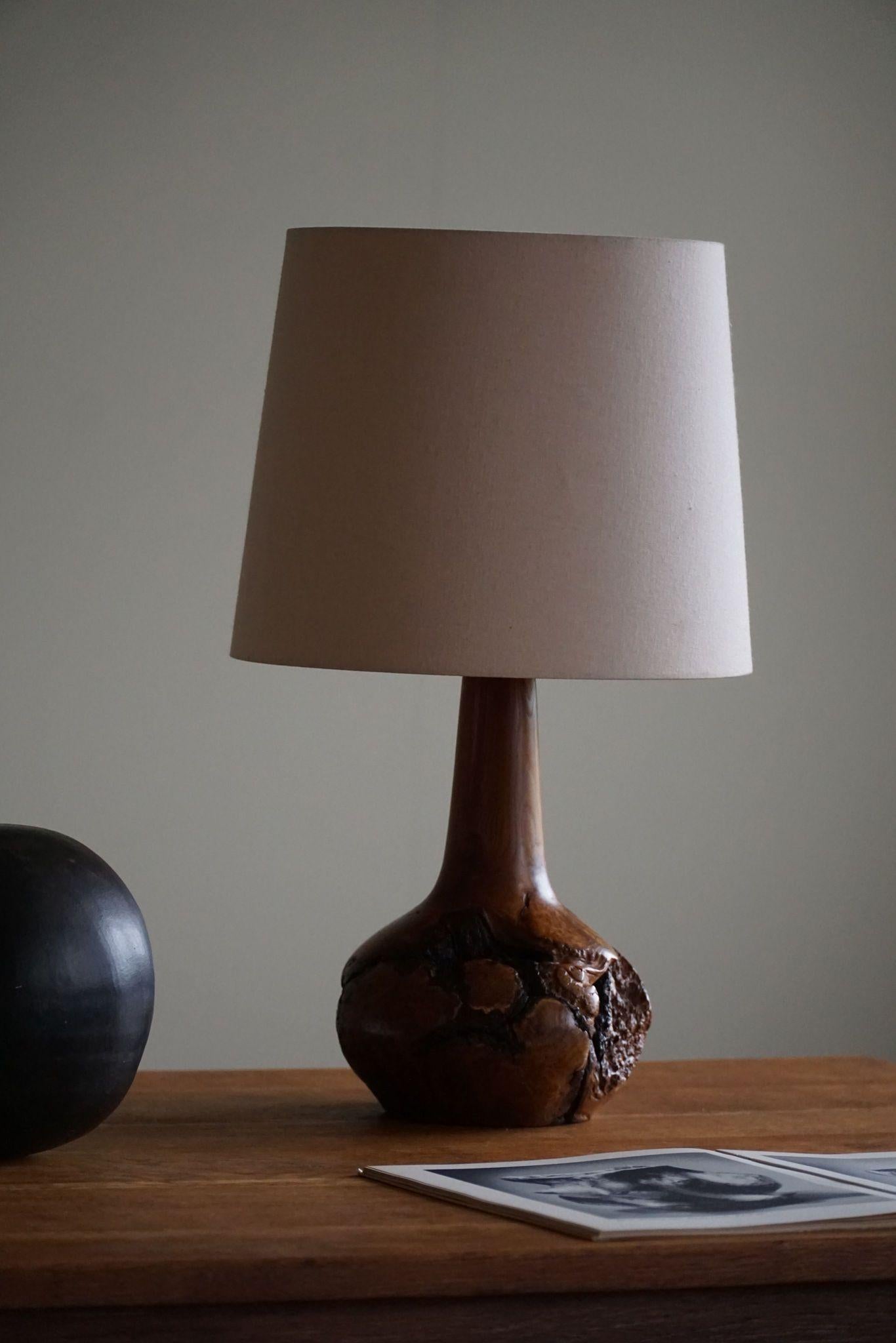 Mid Century Scandinavian Modern Organic Table Lamp in Solid Birch Root, 1960s For Sale 3