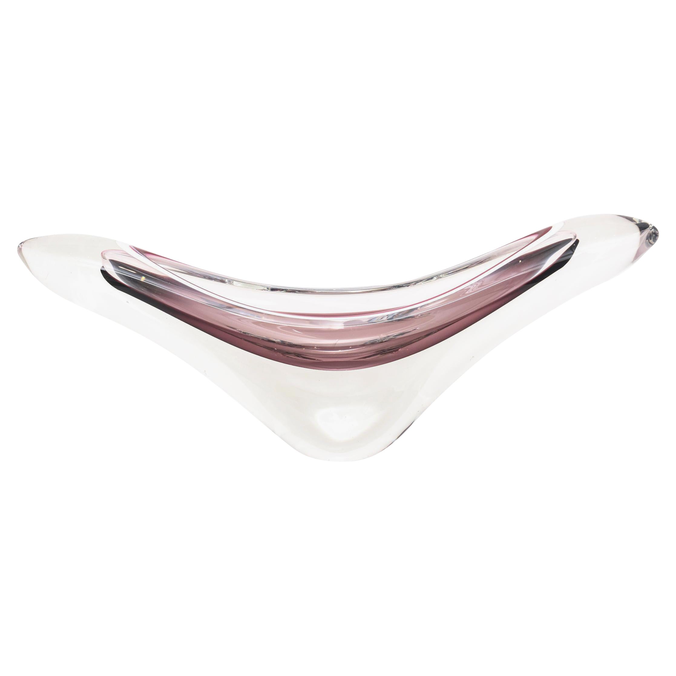 Mid-Century Scandinavian Modern Pink Glass Bowl by Paul Kedelv for Flygsfors