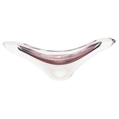 Rosa Glasschale von Paul Kedelv für Flygsfors, Mitte des Jahrhunderts, skandinavisch modern