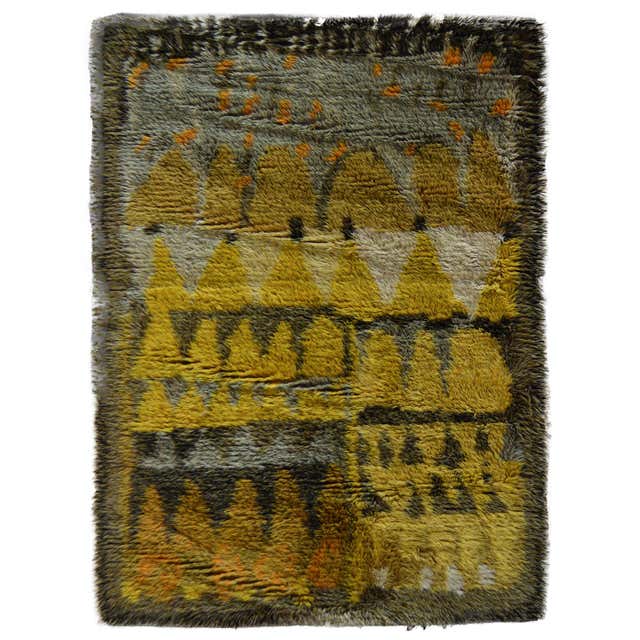 Midcentury Scandinavian Modern Rya Rug at 1stDibs