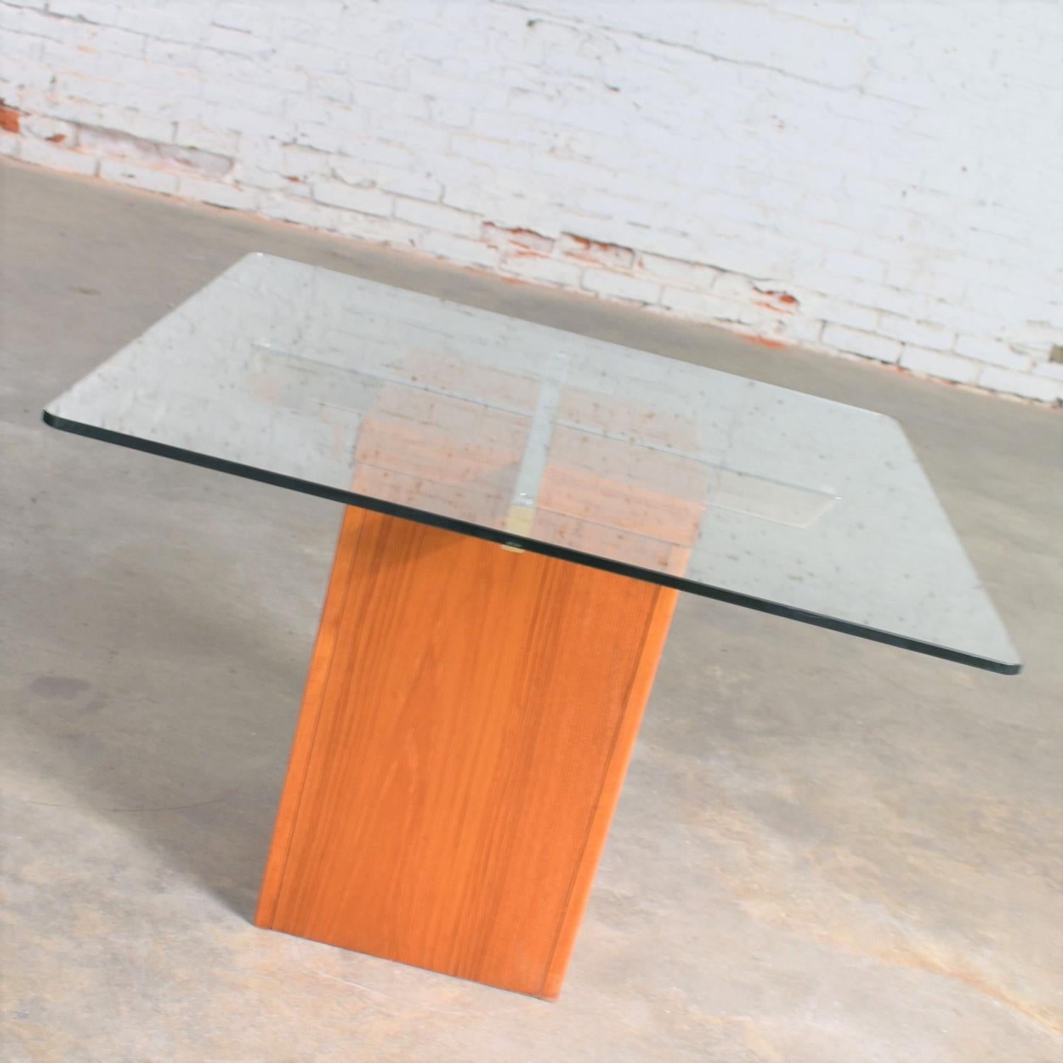 Midcentury Scandinavian Modern Square Teak Chrome and Glass Side Table 3