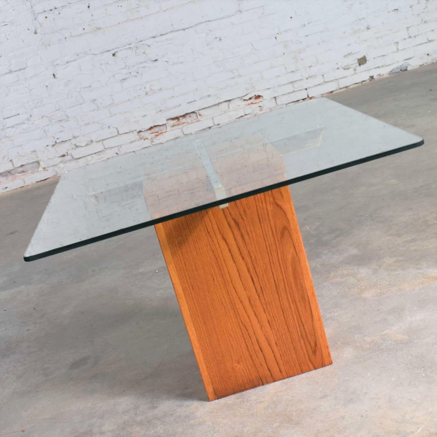 Midcentury Scandinavian Modern Square Teak Chrome and Glass Side Table 4