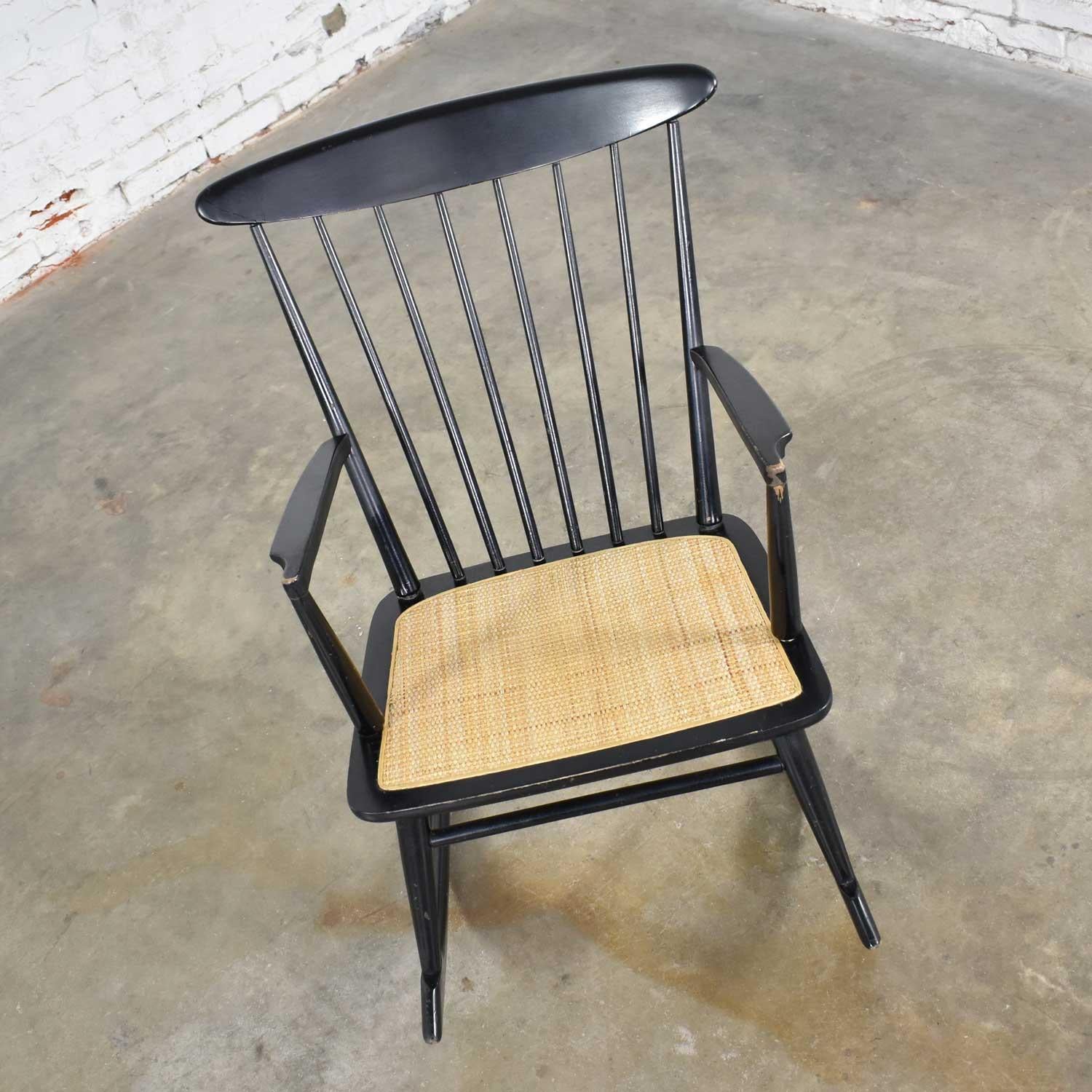 black cane rocking chair