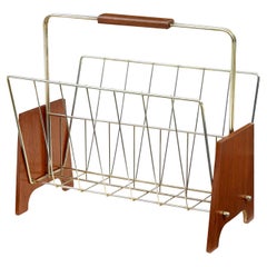 Portariviste in teak e ottone della metà del secolo scorso, in stile moderno scandinavo