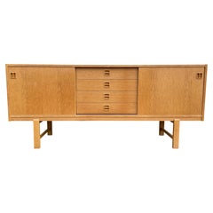 Mid-Century Scandinavian Modern Teak Low 4 Drawer Blonde Credenza