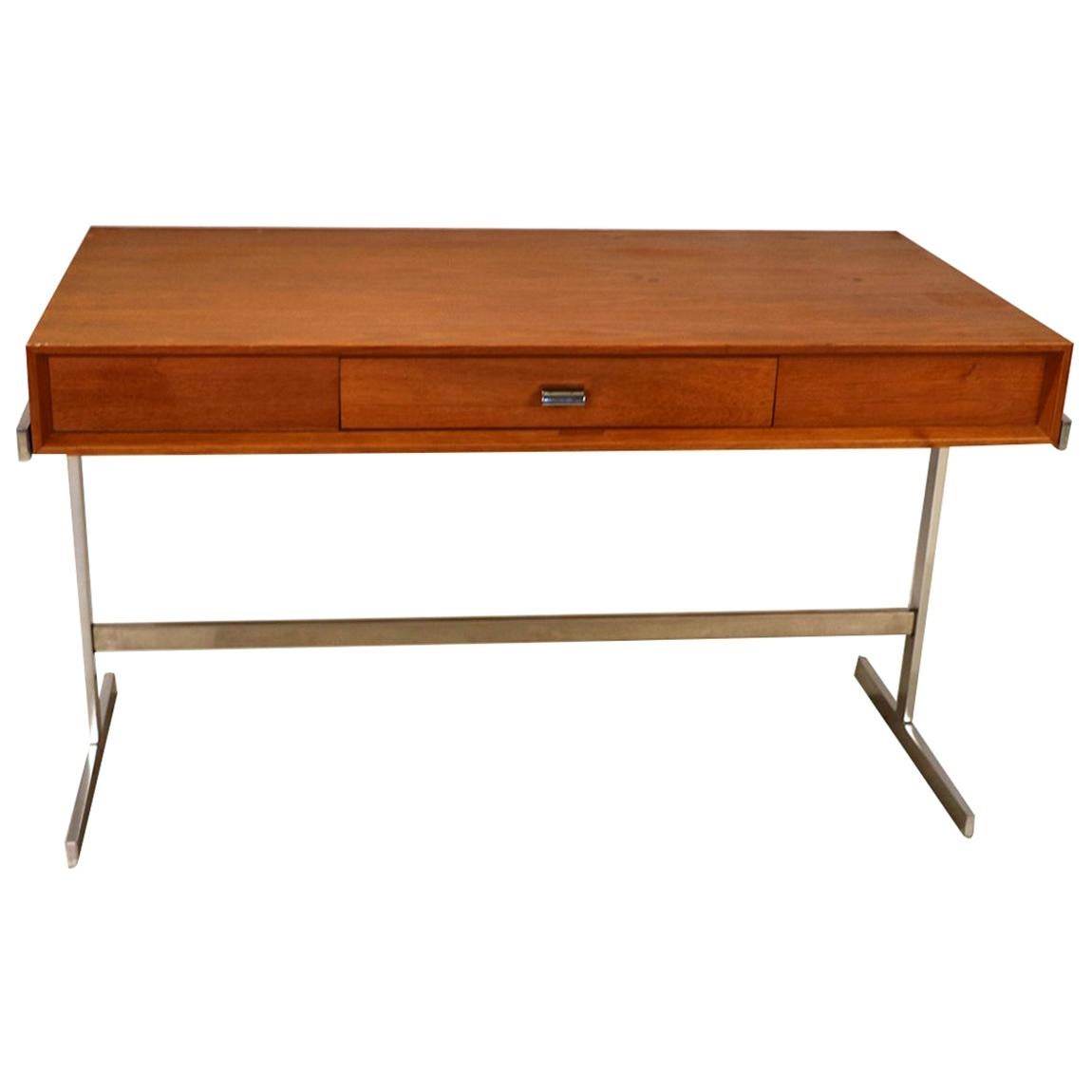 Midcentury Scandinavian Modern Teak Royal Board Trestle Base Desk at