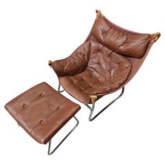 Mid Century Scandinavian Modern Tufted Leather lounge chair by Ingmar Relling