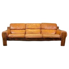 Mid Century Scandinavian Modern Uu-Vee Kaluste Oy Leather Rosewood Sofa Finland