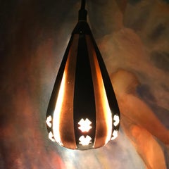 Mid-Century Scandinavian Modern Werner Schou Copper and Black Metal Pendants