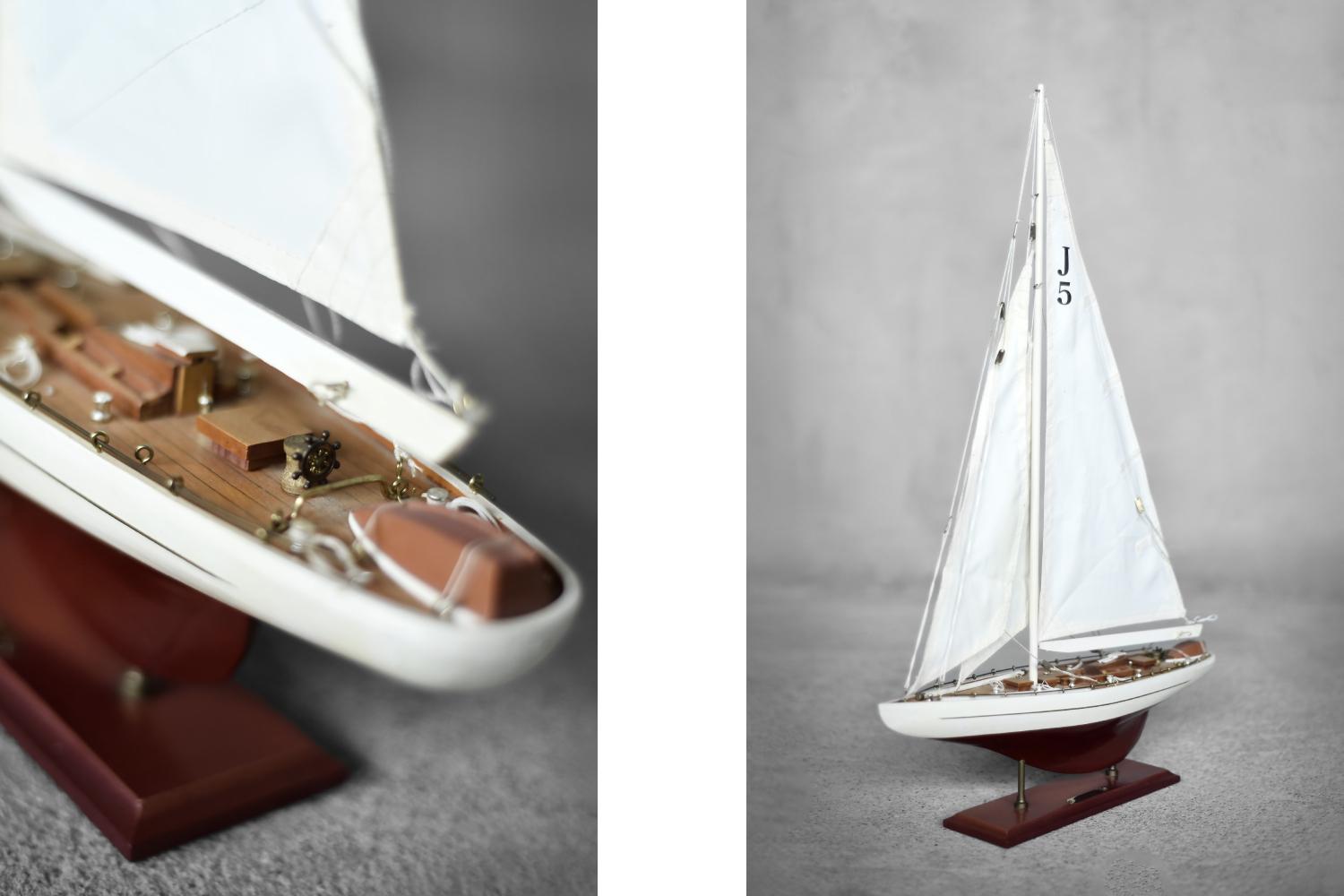Mid-Century Modern Mid-Century Scandinavian Modern Wooden J-Class Ranger J5 Yacht Model, 1960s For Sale