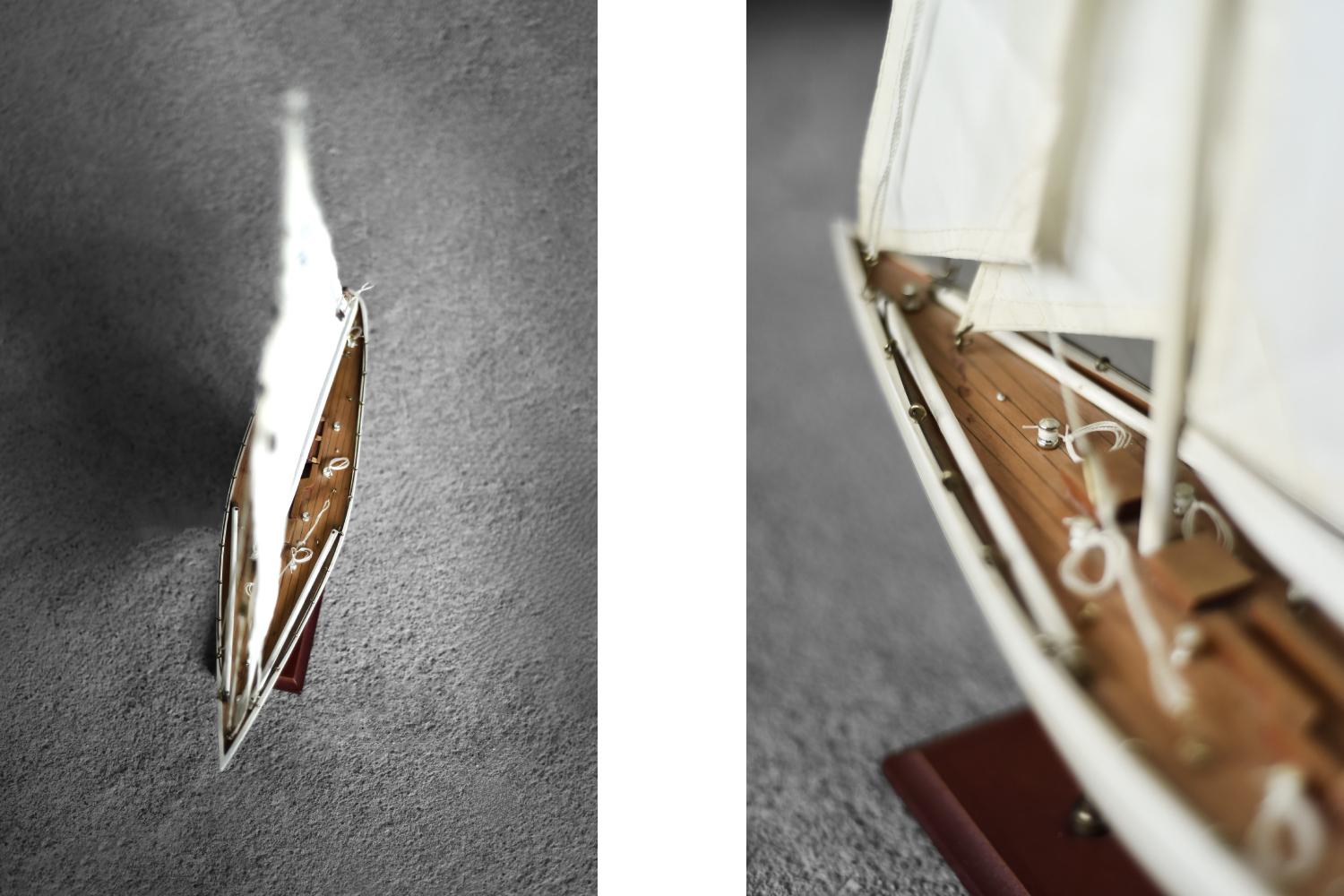 Canvas Mid-Century Scandinavian Modern Wooden J-Class Ranger J5 Yacht Model, 1960s For Sale