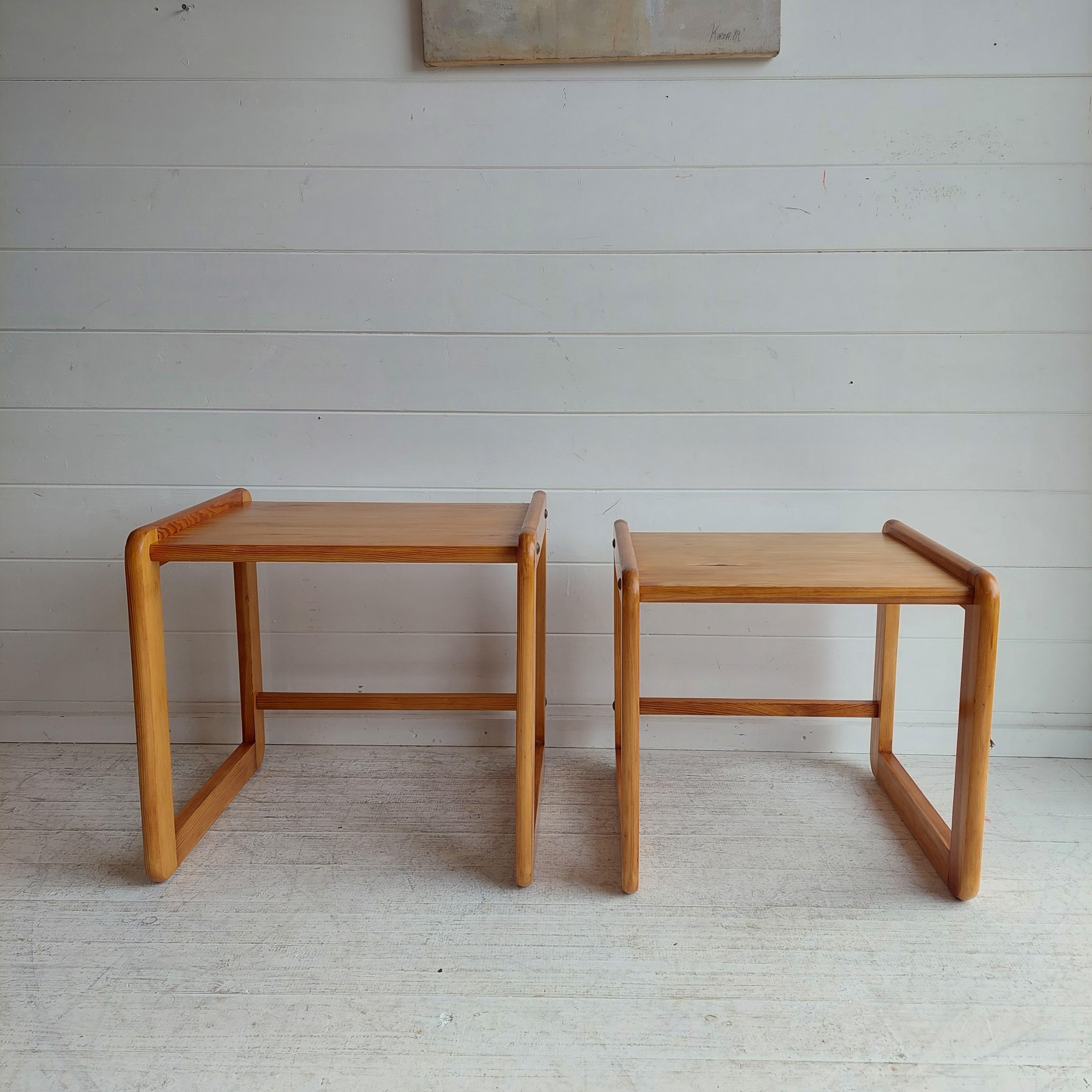 Mid Century Scandinavian Nest Of Tables In Pine From The 70s 6