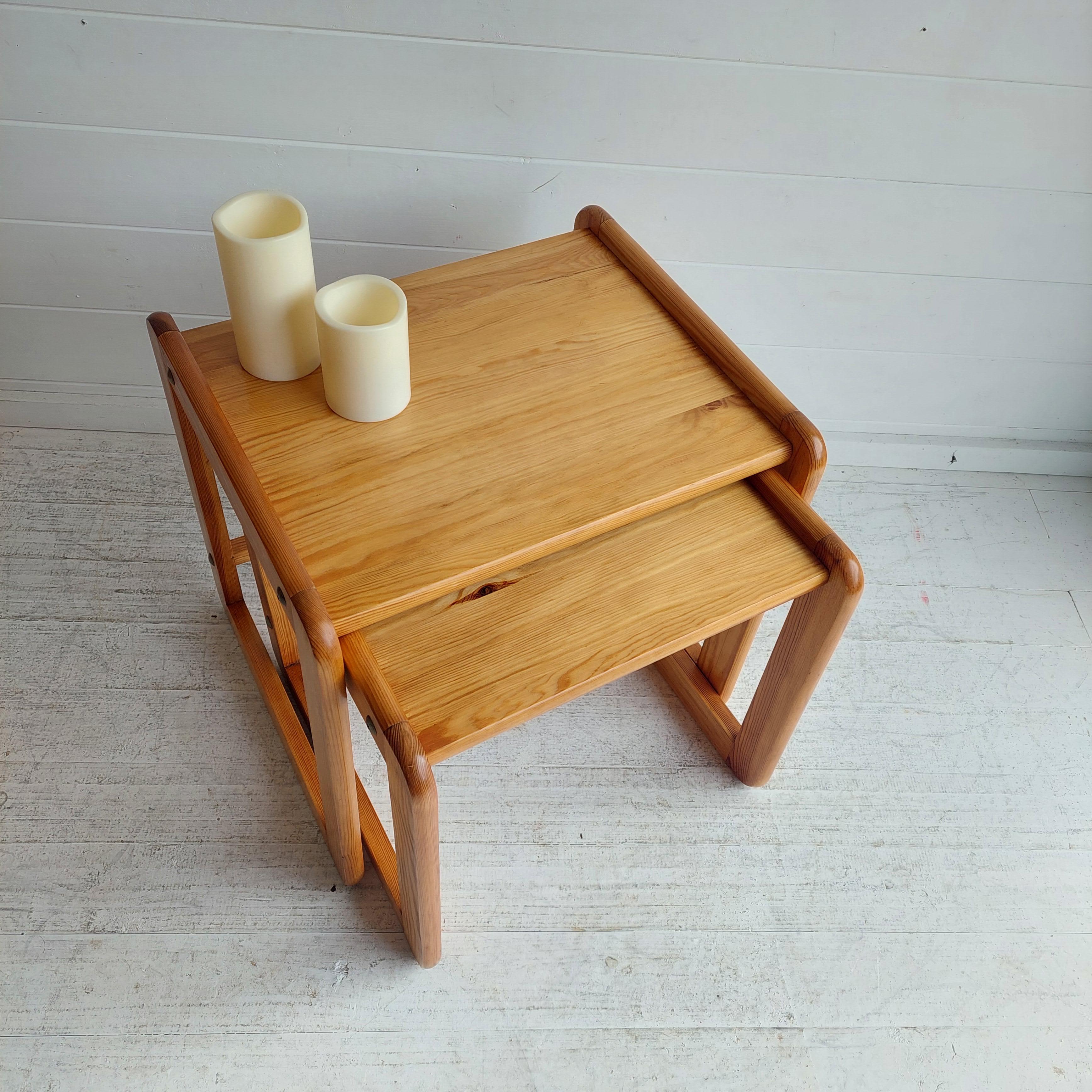 20th Century Mid Century Scandinavian Nest Of Tables In Pine From The 70s
