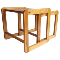 Mid Century Scandinavian Nest Of Tables In Pine From The 70s