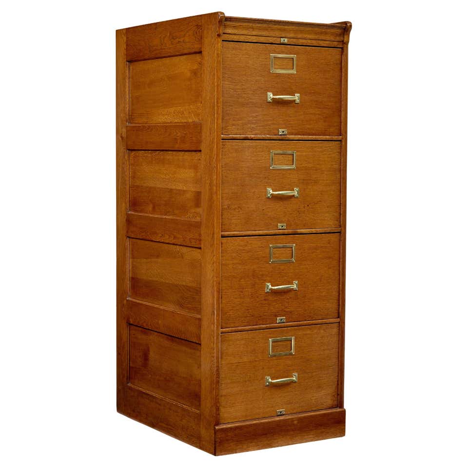 Table Top Filing Shaw Walker Table Top Oak File Cabinet c.1940 at 1stDibs